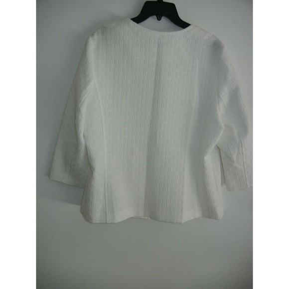 NWT Rafaella Cardigan Jacket White Front Zipped 3/4 Sleeve With Pockets Size 14 - Picture 4 of 7